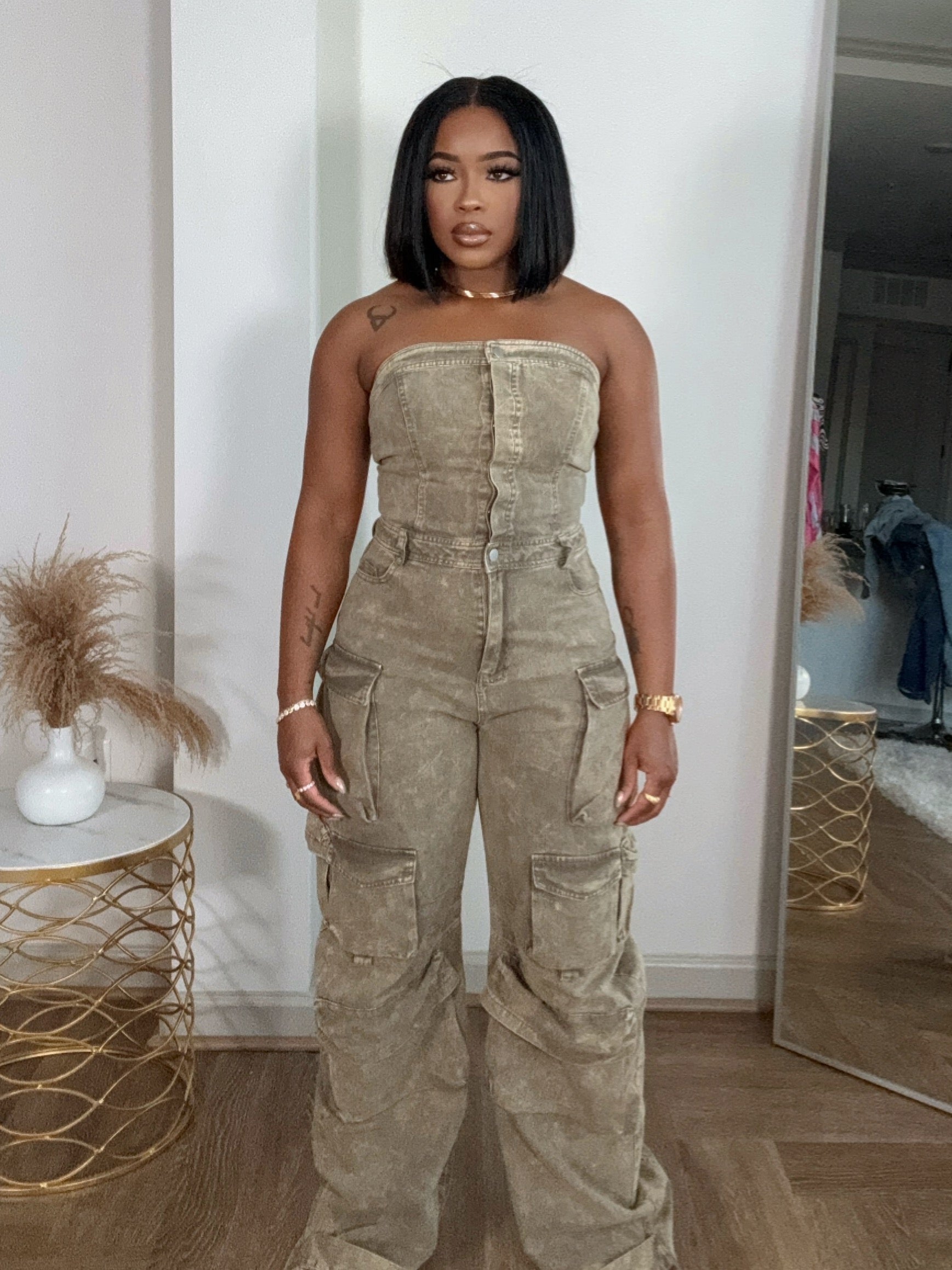 Taupe cheap jumpsuit outfit