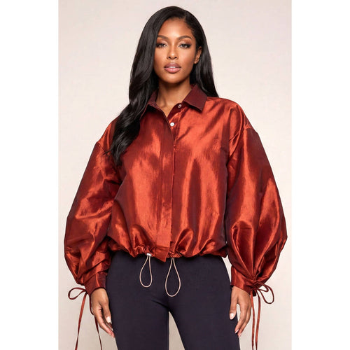 Cinnamon Luxe Drawstring Blouse