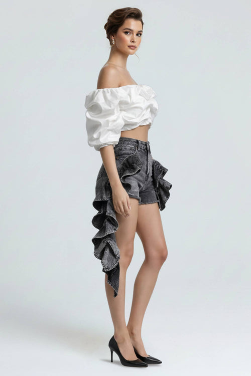 Ruched Romance Off-Shoulder Crop Top