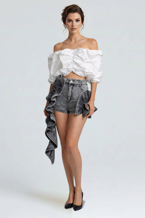 Ruched Romance Off-Shoulder Crop Top