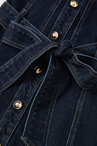 Rich Auntie Denim Button Down Midi Dress