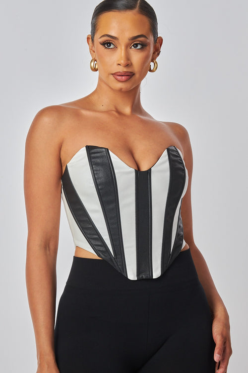 Ava Contrast Panel Corset Top