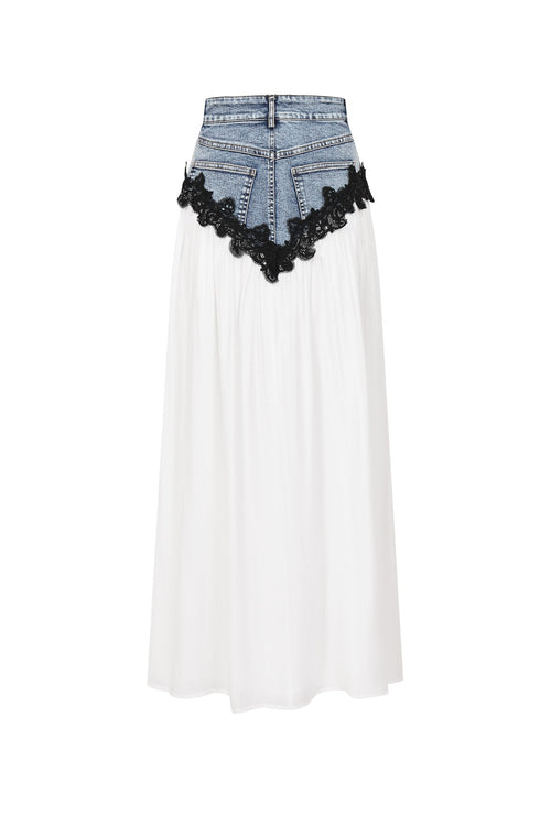 Amélie Denim Contrast Maxi Skirt