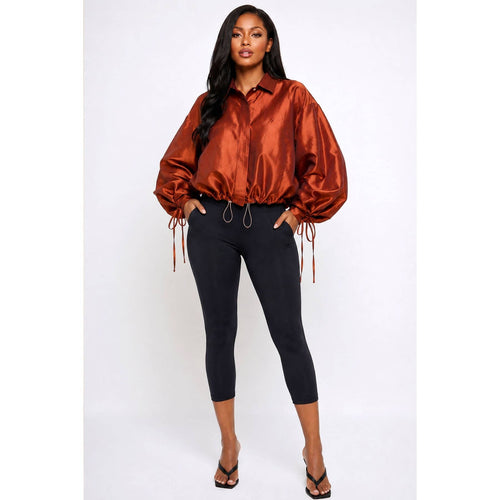 Cinnamon Luxe Drawstring Blouse