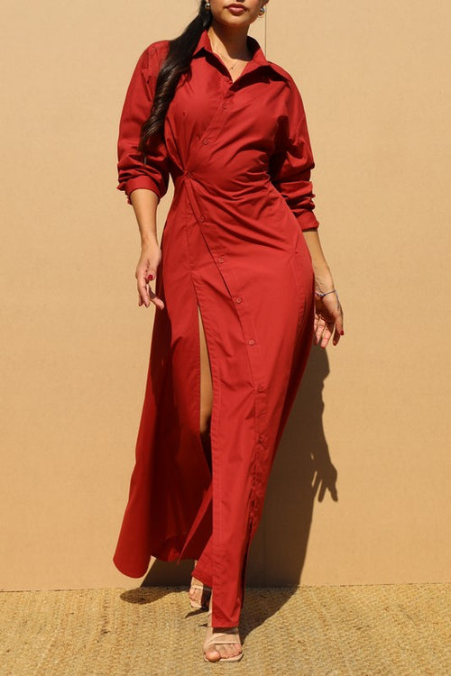 Velour Essence Dress in Ruby Red