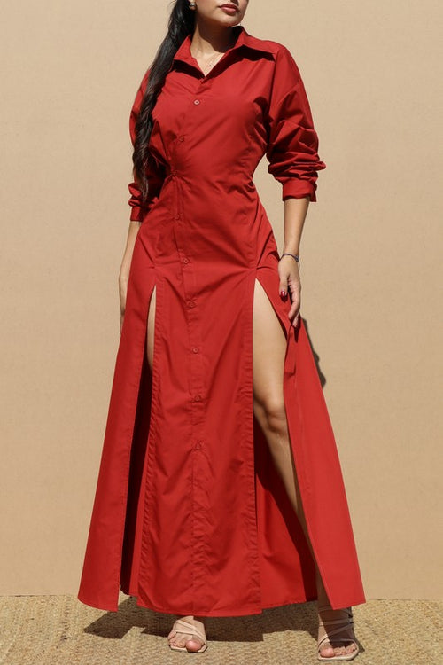 Velour Essence Dress in Ruby Red
