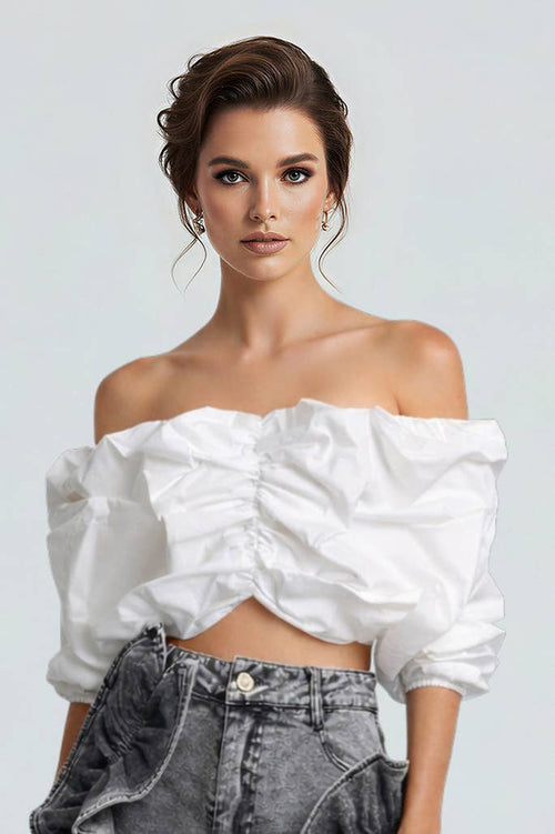 Ruched Romance Off-Shoulder Crop Top