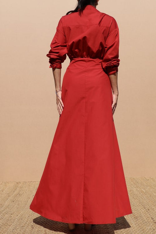 Velour Essence Dress in Ruby Red