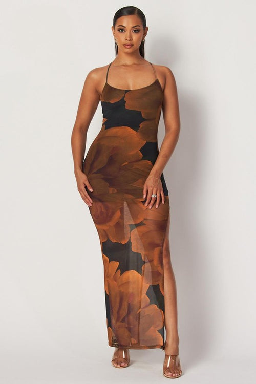 Golden Bloom Maxi Dress