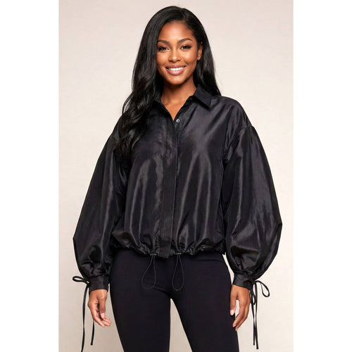 Cinnamon Luxe Drawstring Blouse