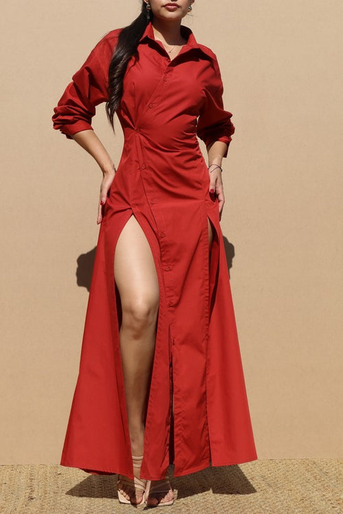 Velour Essence Dress in Ruby Red