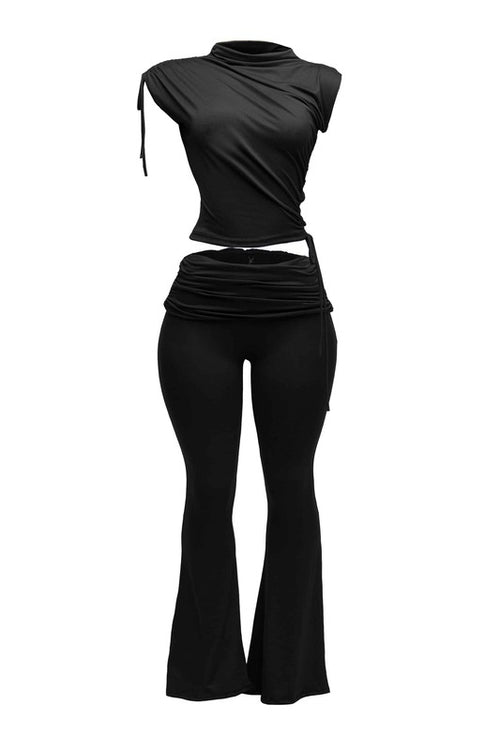 Instant Crush Pant Set in black