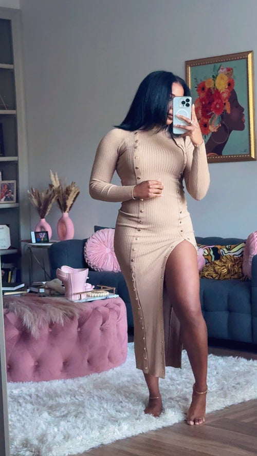 Kayte Babe Ribbed Knit Dress (Coffee)