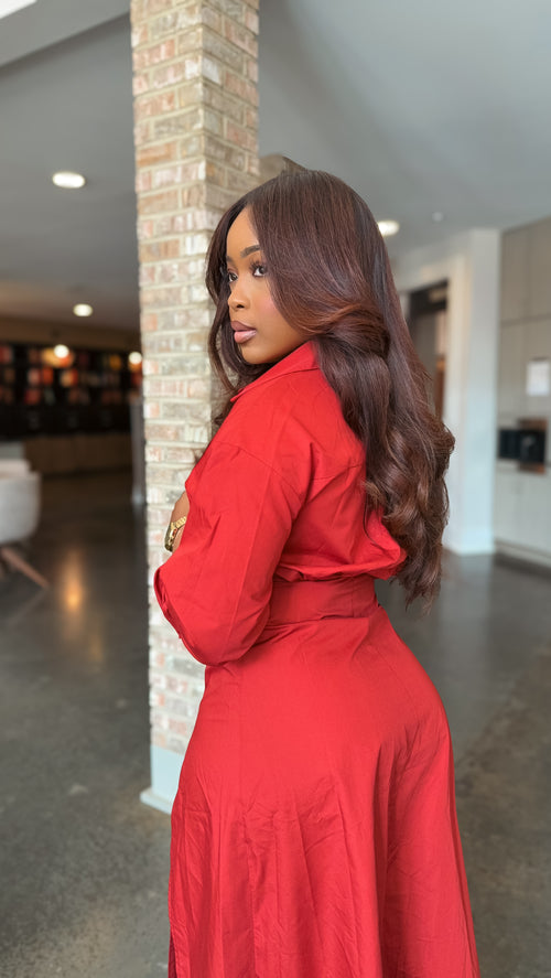Velour Essence Dress in Ruby Red