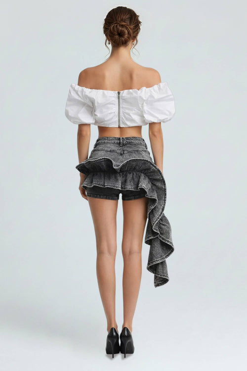 Ruched Romance Off-Shoulder Crop Top