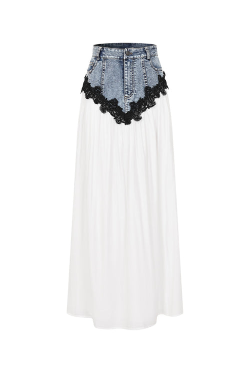 Amélie Denim Contrast Maxi Skirt