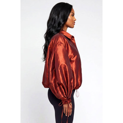 Cinnamon Luxe Drawstring Blouse