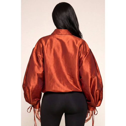 Cinnamon Luxe Drawstring Blouse