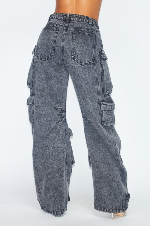Round The Block Oversized Cargo Wide-Leg Jeans